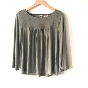 Lucky Brand Green Peasant Bell Sleeve Top